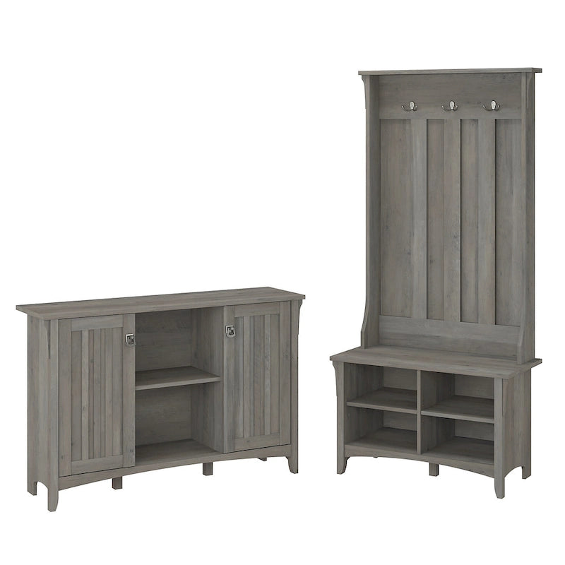 Hall Tree Shoe Bench and Storage Cabinet Set