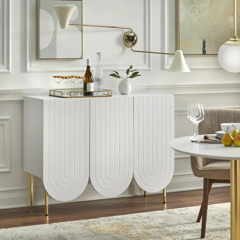 3-Door Scalloped Mid-Century Sideboard