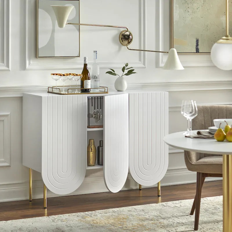3-Door Scalloped Mid-Century Sideboard