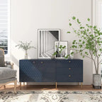 2-Door Storage Cabinet with 3 Drawers and Gold Legs