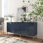 2-Door Storage Cabinet with 3 Drawers and Gold Legs