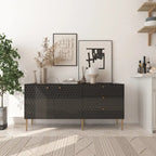 2-Door Storage Cabinet with 3 Drawers and Gold Legs