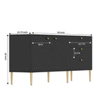 2-Door Storage Cabinet with 3 Drawers and Gold Legs
