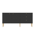 2-Door Storage Cabinet with 3 Drawers and Gold Legs