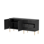 2-Door Storage Cabinet with 3 Drawers and Gold Legs