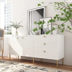 2-Door Storage Cabinet with 3 Drawers and Gold Legs