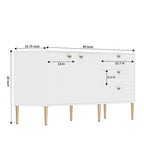2-Door Storage Cabinet with 3 Drawers and Gold Legs