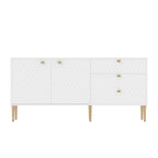 2-Door Storage Cabinet with 3 Drawers and Gold Legs