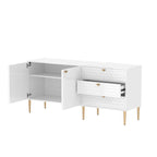 2-Door Storage Cabinet with 3 Drawers and Gold Legs