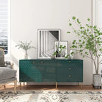 2-Door Storage Cabinet with 3 Drawers and Gold Legs