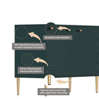 2-Door Storage Cabinet with 3 Drawers and Gold Legs