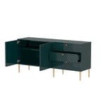 2-Door Storage Cabinet with 3 Drawers and Gold Legs