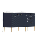 2-Door Storage Cabinet with 3 Drawers and Gold Legs