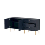 2-Door Storage Cabinet with 3 Drawers and Gold Legs