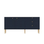 2-Door Storage Cabinet with 3 Drawers and Gold Legs