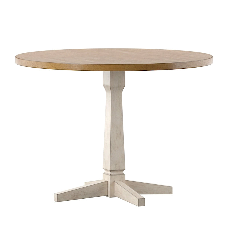 Round Two-Tone Pedestal Dining Table