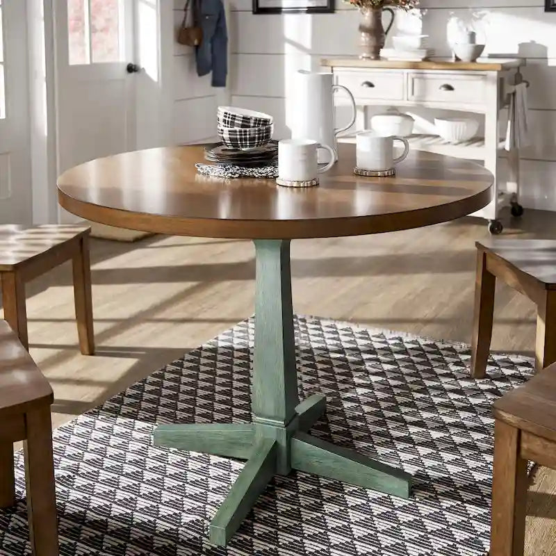 Round Two-Tone Pedestal Dining Table