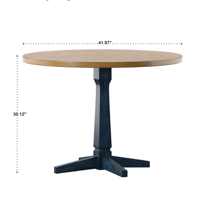 Round Two-Tone Pedestal Dining Table