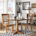 Round Two-Tone Pedestal Dining Table