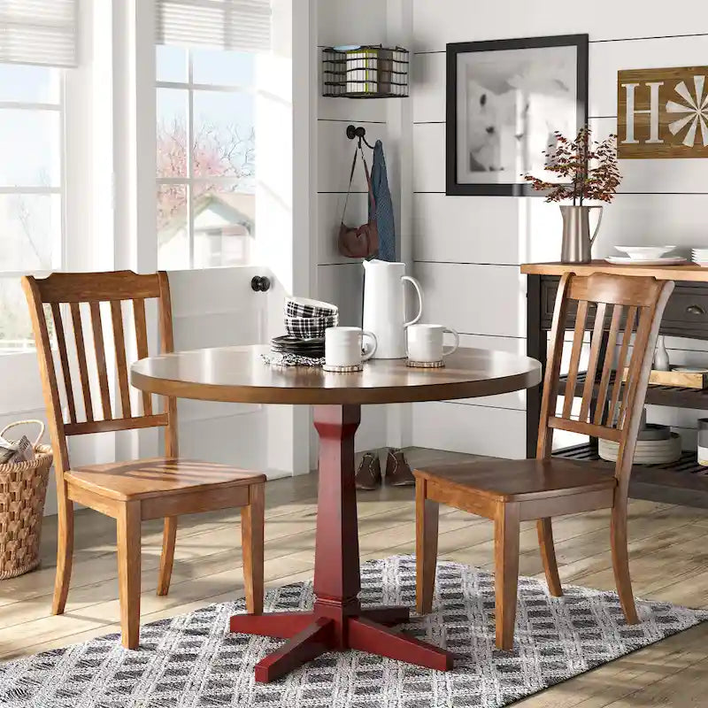 Round Two-Tone Pedestal Dining Table