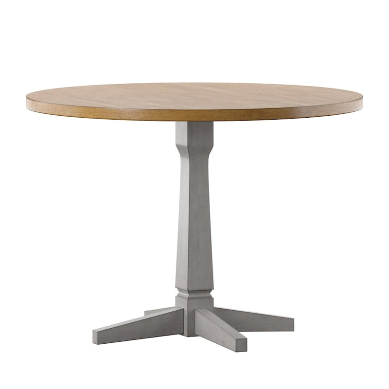 Round Two-Tone Pedestal Dining Table