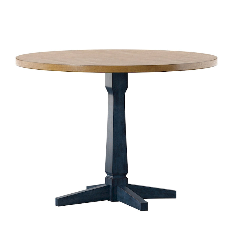 Round Two-Tone Pedestal Dining Table