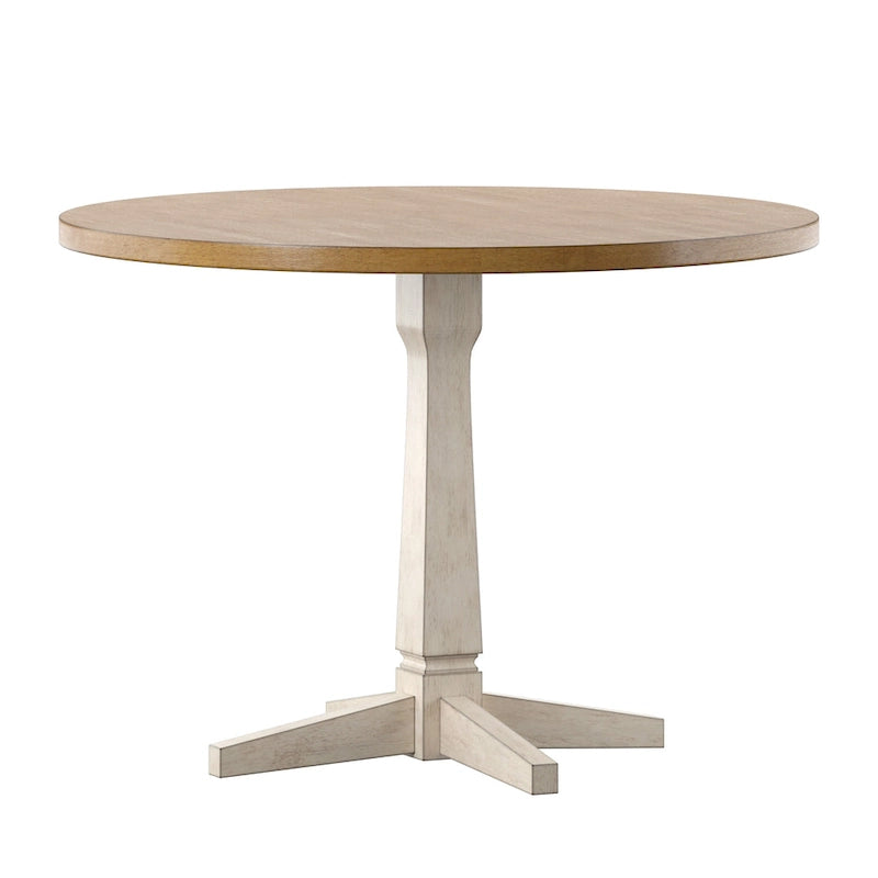 Round Two-Tone Pedestal Dining Table