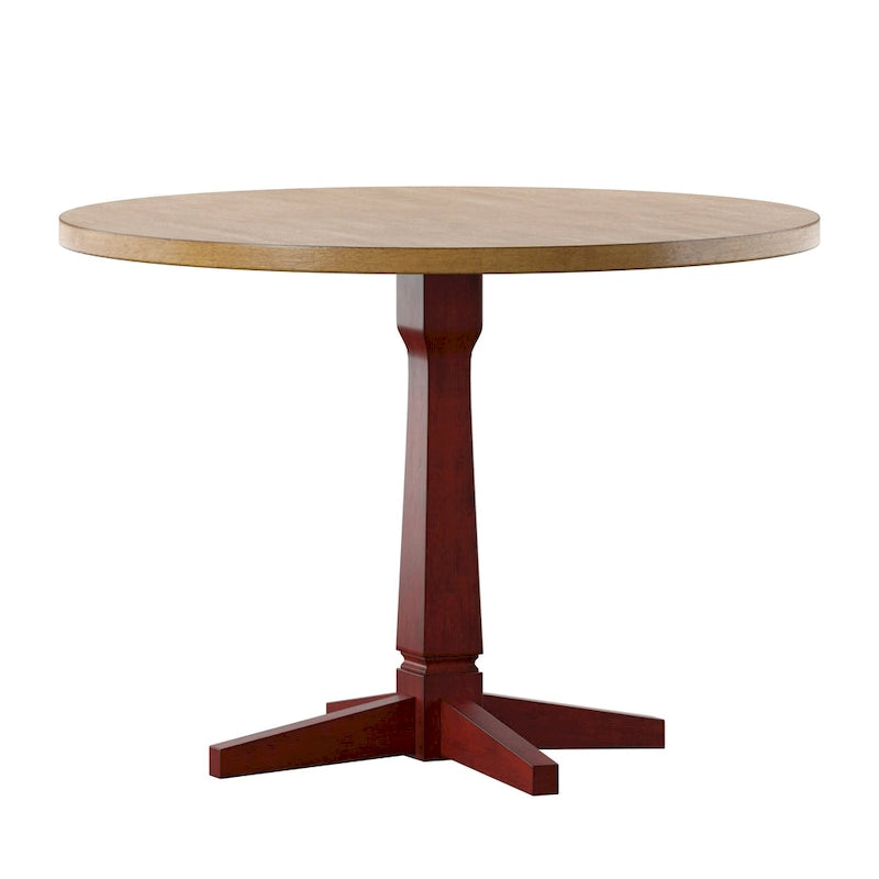 Round Two-Tone Pedestal Dining Table
