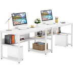 78.7-Inch Two-Person Desk with Bookshelf and Storage Shelf