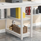 78.7-Inch Two-Person Desk with Bookshelf and Storage Shelf