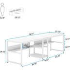 78.7-Inch Two-Person Desk with Bookshelf and Storage Shelf