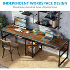 78.7-Inch Two-Person Desk with Bookshelf and Storage Shelf