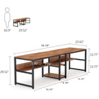 78.7-Inch Two-Person Desk with Bookshelf and Storage Shelf