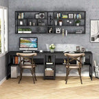 78.7-Inch Two-Person Desk with Bookshelf and Storage Shelf