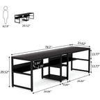 78.7-Inch Two-Person Desk with Bookshelf and Storage Shelf