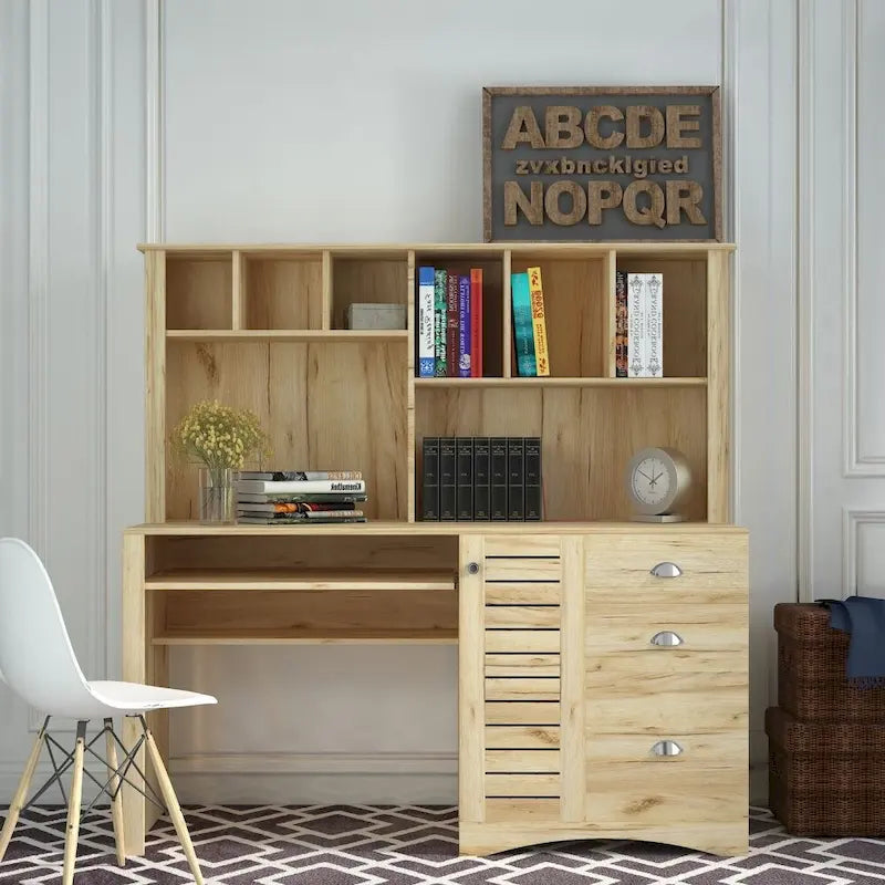 Home Office Computer Desk with Storage Hutch