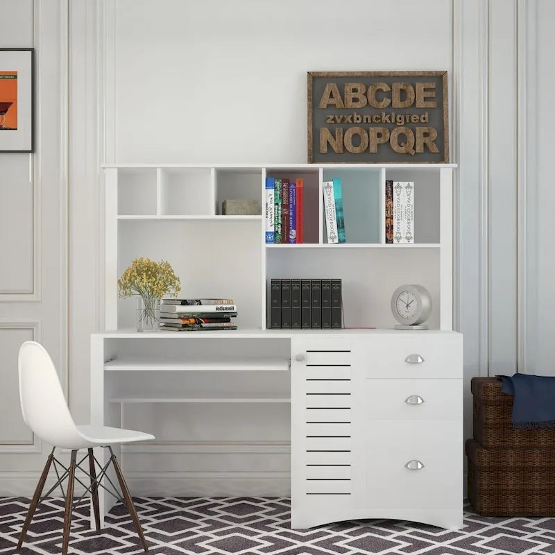 Home Office Computer Desk with Storage Hutch