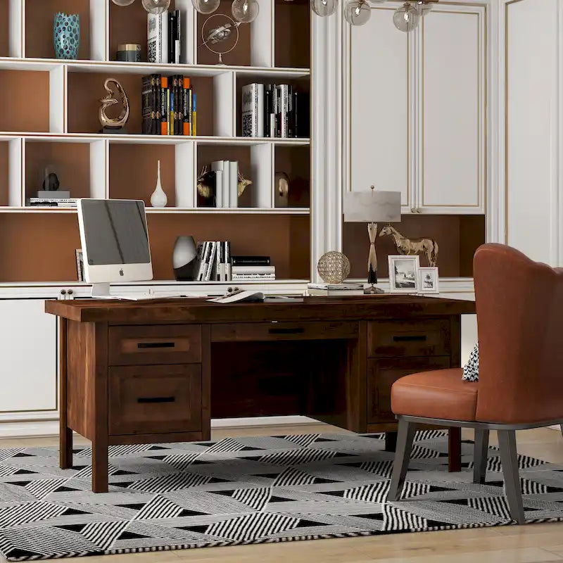 71-Inch Executive Desk with Whiskey Finish