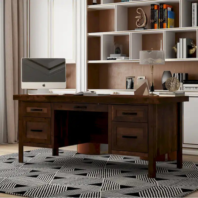 71-Inch Executive Desk with Whiskey Finish
