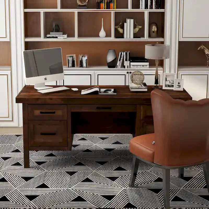71-Inch Executive Desk with Whiskey Finish