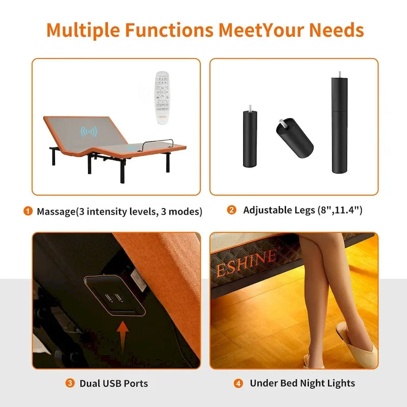 Adjustable Bed Frame with Massage