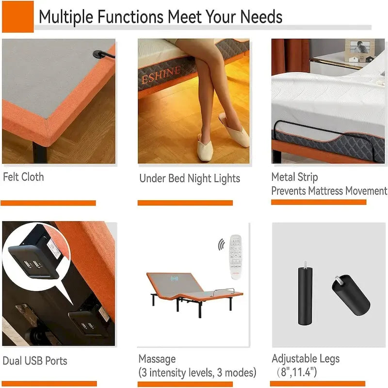 Adjustable Bed Frame with Massage