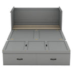 Full Size Murphy Bed with Storage Drawer and USB Ports, Gray