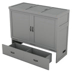 Full Size Murphy Bed with Storage Drawer and USB Ports, Gray