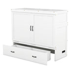 Full Size Murphy Bed with Storage Drawer and USB Ports, Gray