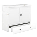 Full Size Murphy Bed with Storage Drawer and USB Ports, Gray