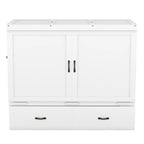Full Size Murphy Bed with Storage Drawer and USB Ports, Gray