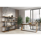 Modern Walnut & Black Bookshelf