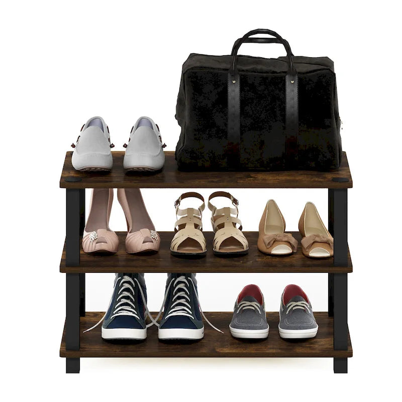 Schuhregal mit 3 Ebenen und Rohrmontage