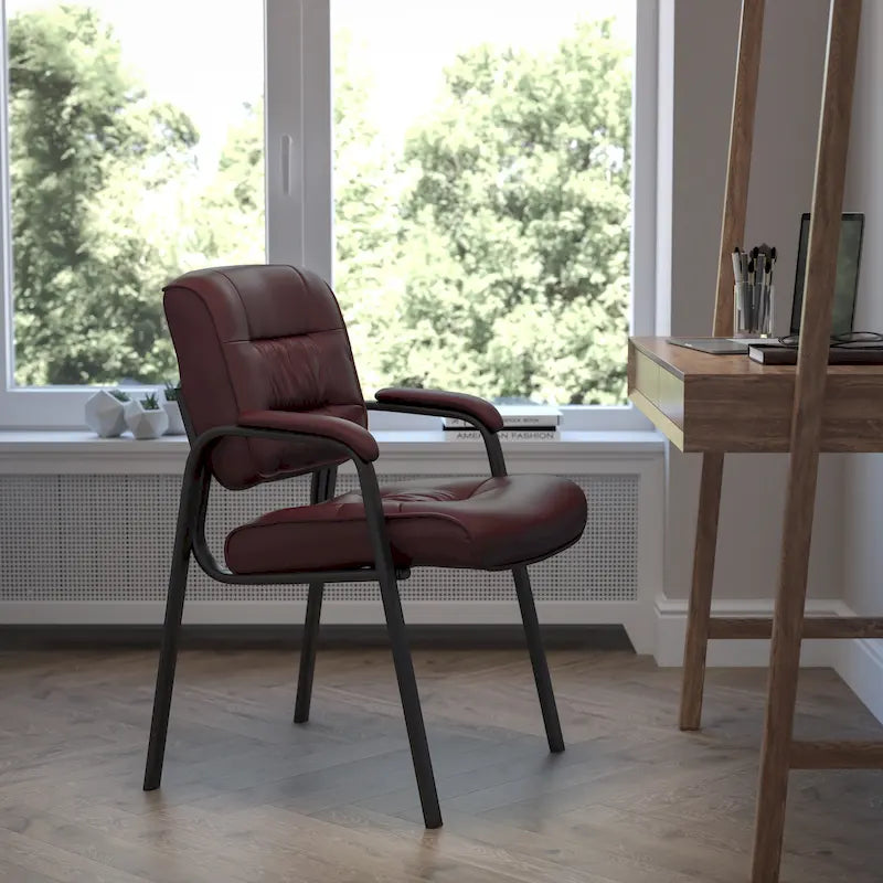 Upholstered Tufted Reception Chair with Padded Arms